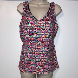 Beach Diva Confetti Print Tankini Swimsuit Top Size 16